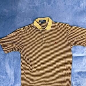 Vintage Ralph Lauren brown striped‎ polo shirt men Size M